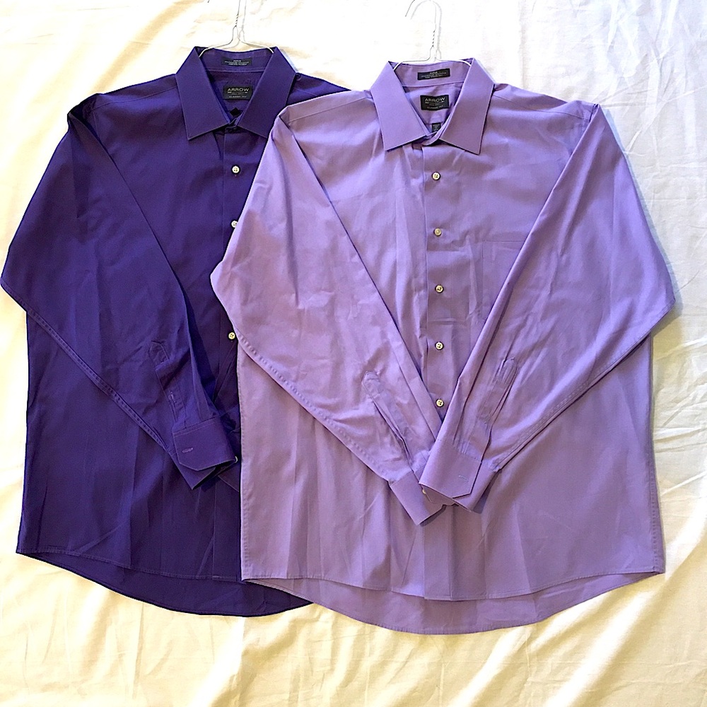 Set of 2 Arrow Classic Fit Long Sleeve Button Down Dress Shirts